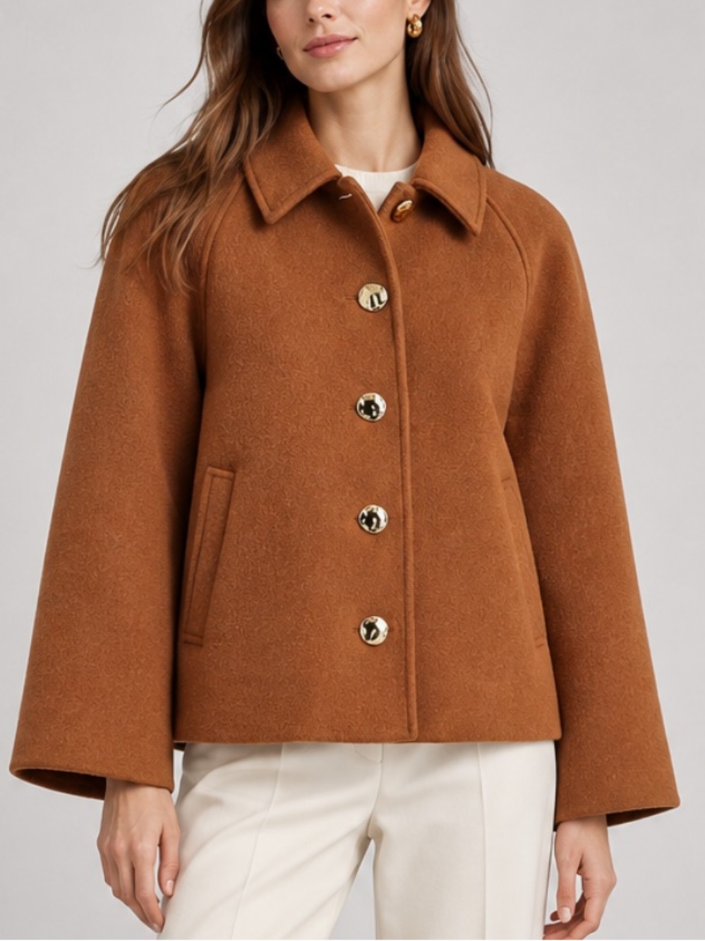 NWT J. Crew Wool Blend Swing Coat in Mocha Latte Brown